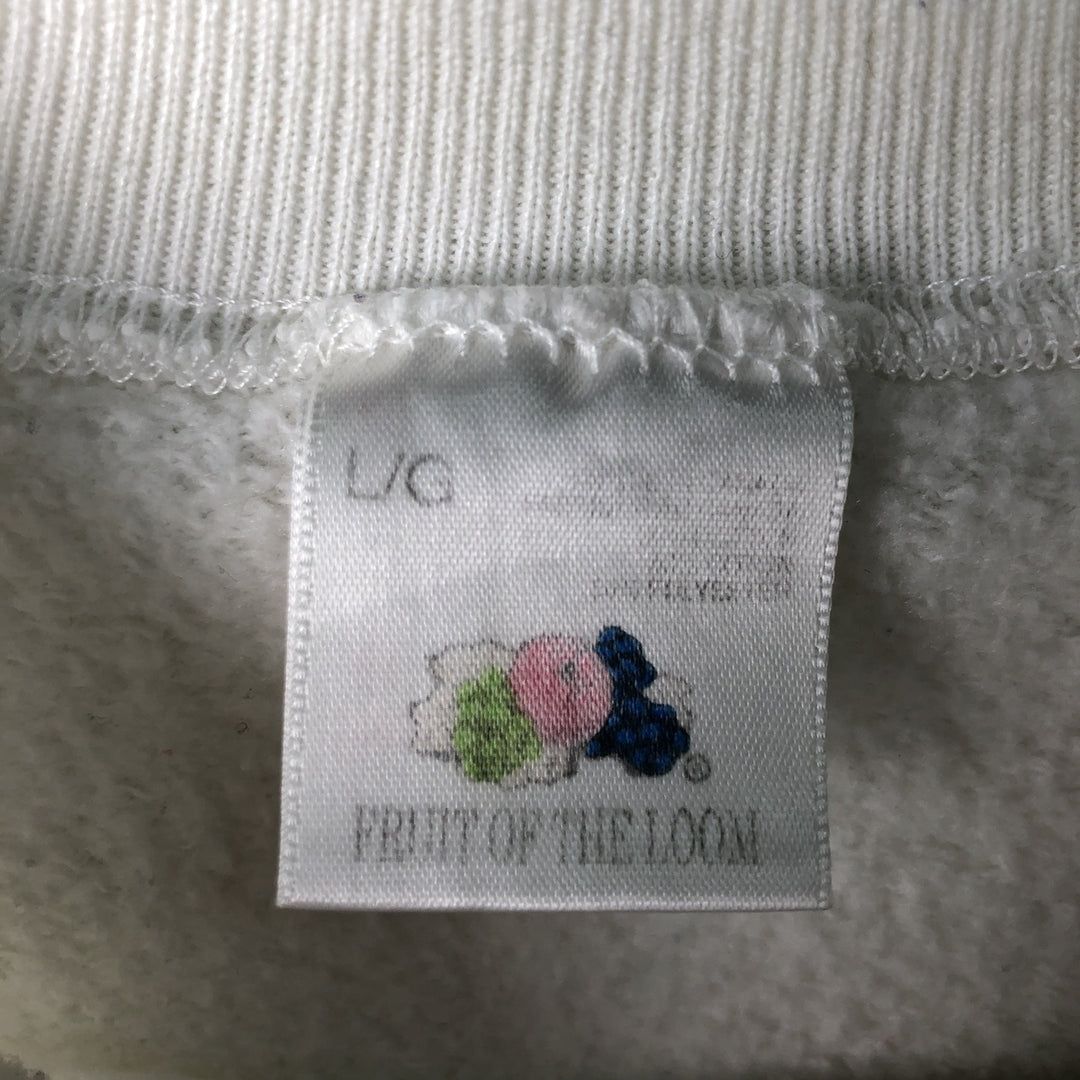 Vintage 90'S Fruit of the Loom print sweatshirt, made in Canada, size L, men's cotton white type Vintage Second Hand