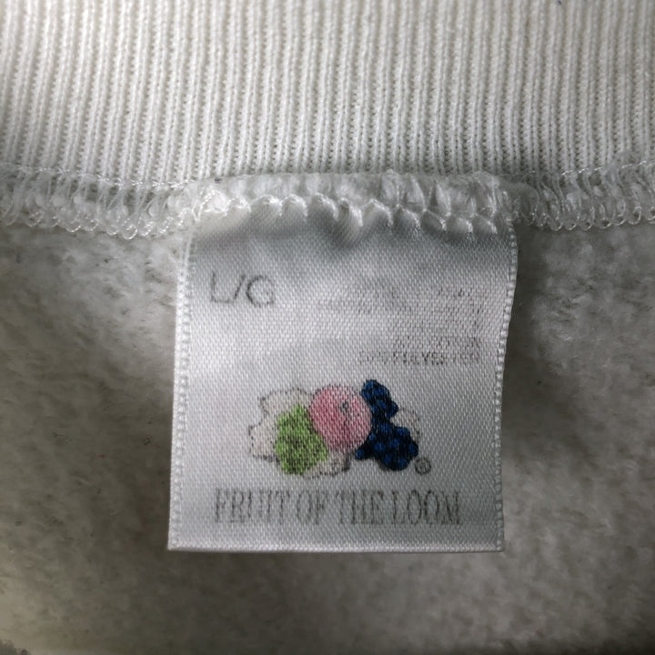 Vintage 90'S Fruit of the Loom print sweatshirt, made in Canada, size L, men's cotton white type Vintage Second Hand
