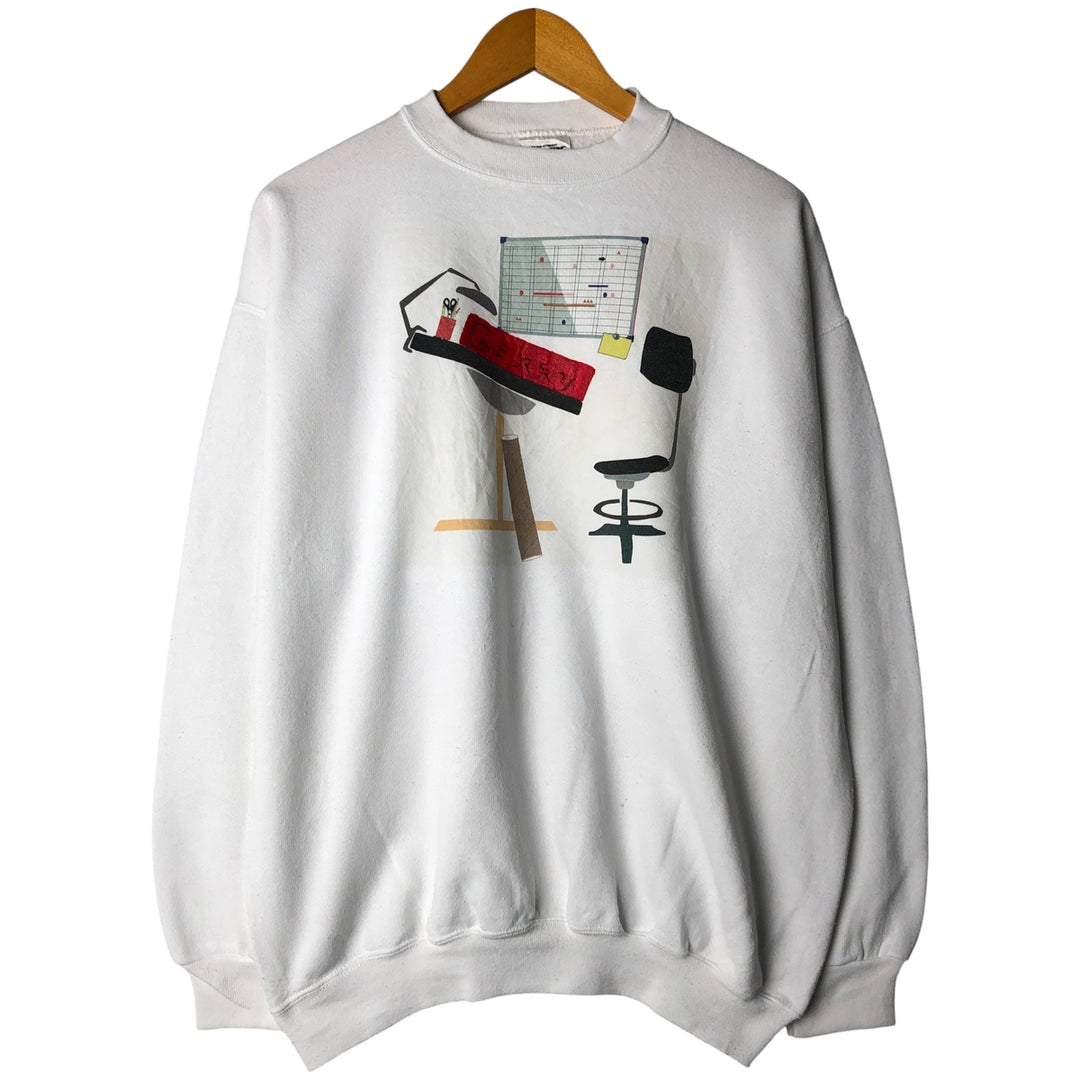 Vintage 90'S Tultex printed sweatshirt, USA made, men's size L. cotton white type Vintage Second Hand