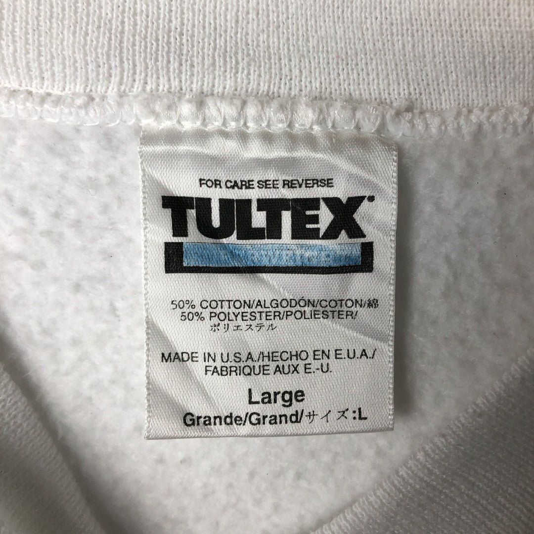 Vintage 90'S Tultex printed sweatshirt, USA made, men's size L. cotton white type Vintage Second Hand