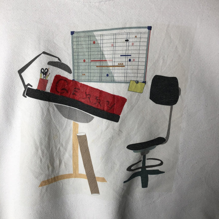 Vintage 90'S Tultex printed sweatshirt, USA made, men's size L. cotton white type Vintage Second Hand