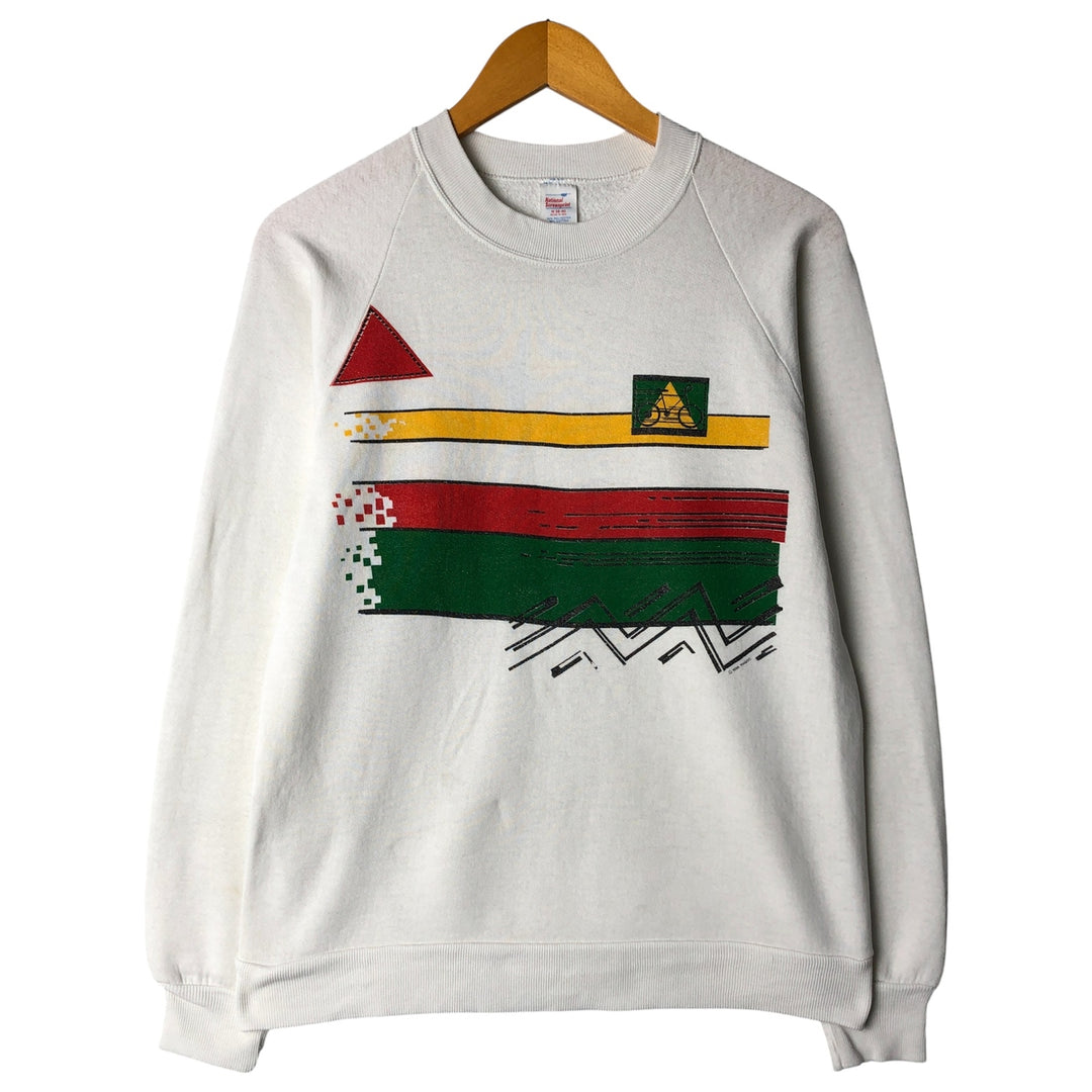 Vintage 1980'S NATIONAL SCREENPRINT printed sweatshirt, made in the USA, size M, men's cotton white type Vintage Second Hand