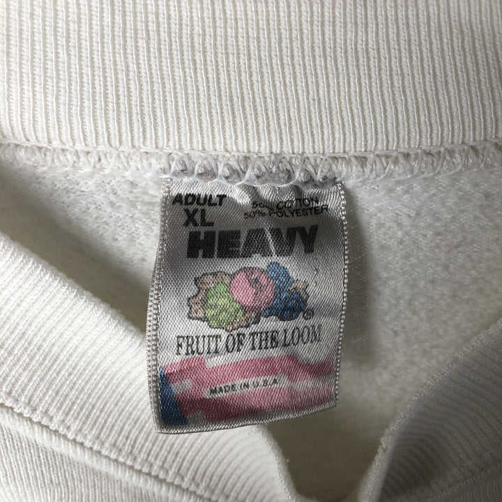 Vintage 90'S Fruit of the Loom Heavyweight College Sweatshirt, Made in USA, Men's Size XL cotton white type Vintage Second Hand