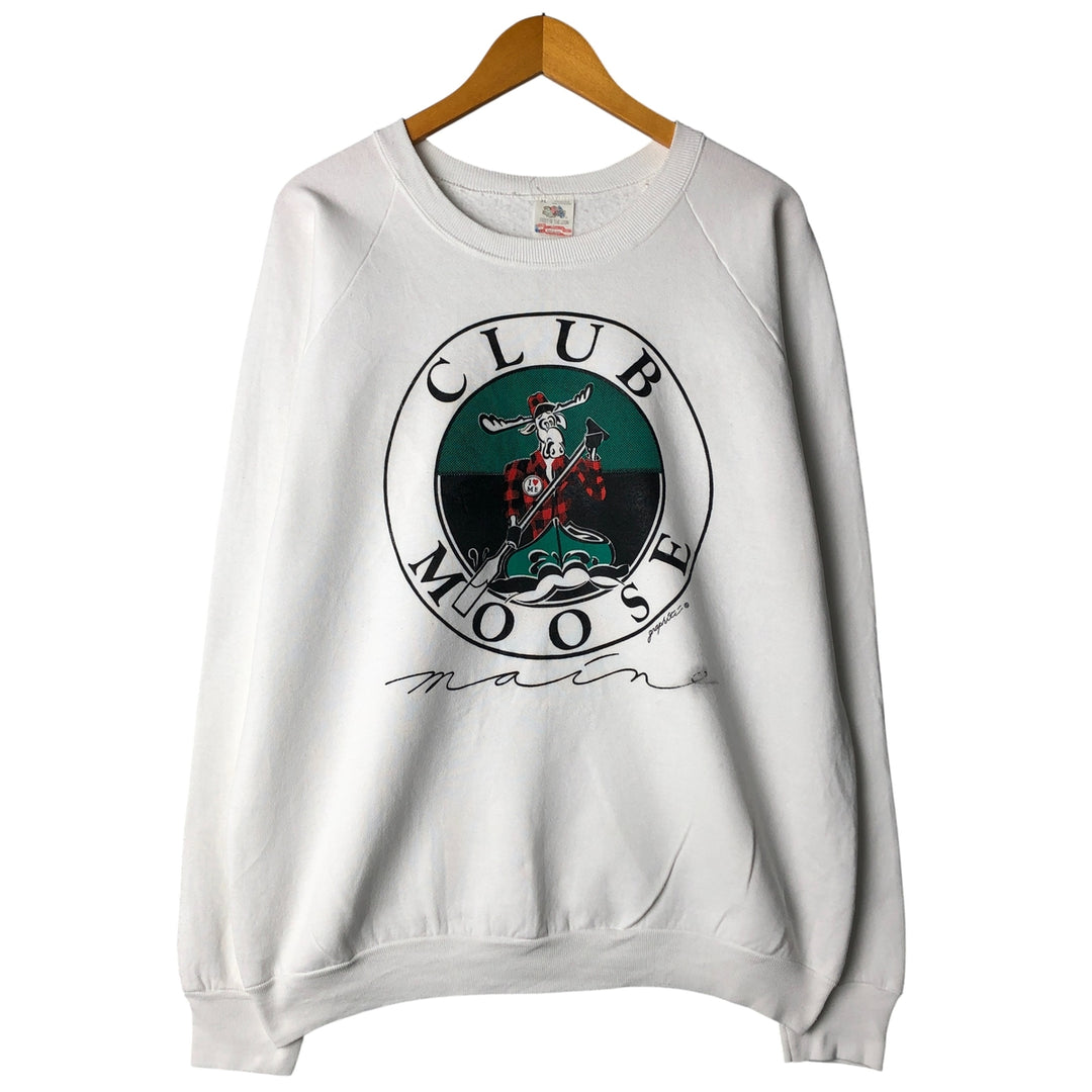 90'S Fruit of the Loom printed sweatshirt, made in the USA, men's XL size, vintage cotton white type Vintage Second Hand