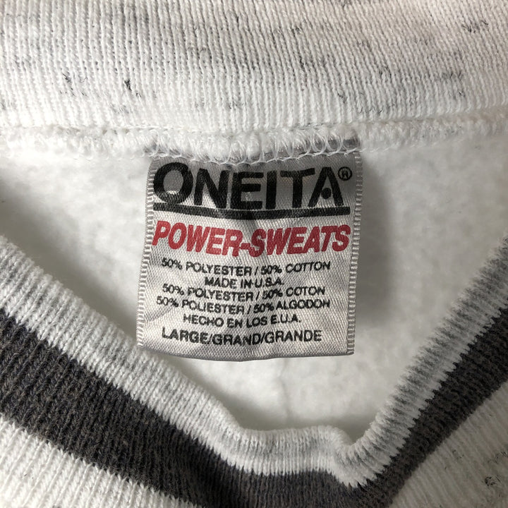 90'S ONEITA POWER-SWEATS Printed Sweatshirt Trainer Made in USA Men's Size L Vintage cotton white type Vintage Second Hand