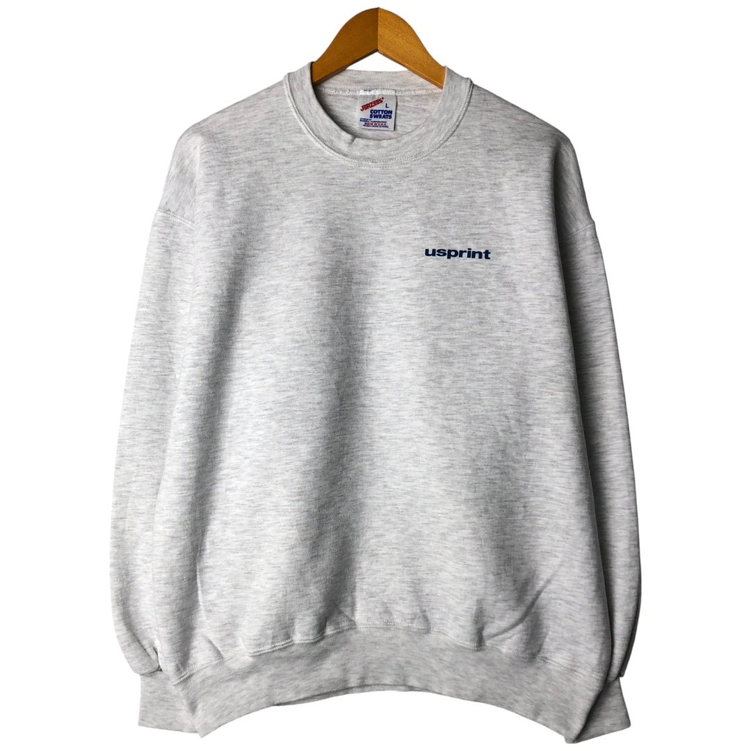 Vintage 90'S Jerzees Cotton Sweatshirt, printed sweatshirt, made in the USA, size L, men's cotton pale white type Vintage Second Hand
