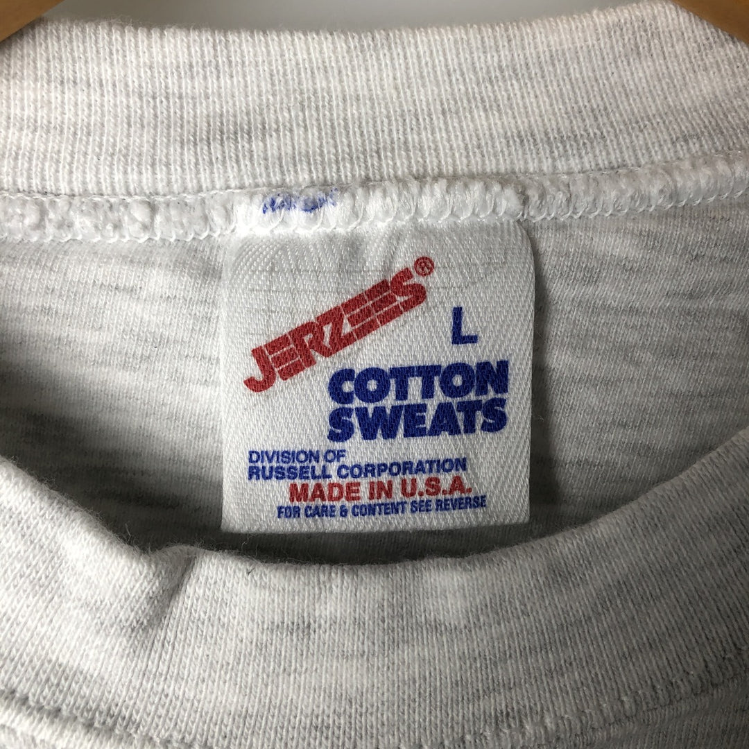 Vintage 90'S Jerzees Cotton Sweatshirt, printed sweatshirt, made in the USA, size L, men's cotton pale white type Vintage Second Hand