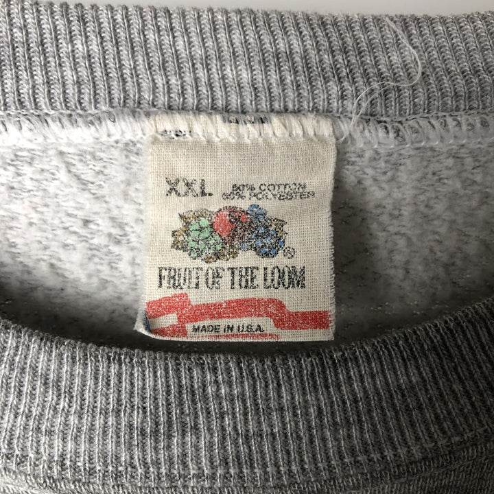 Vintage 1980'S Fruit of the Loom print sweatshirt, made in the USA, men's size XXL cotton gray type Vintage Second Hand