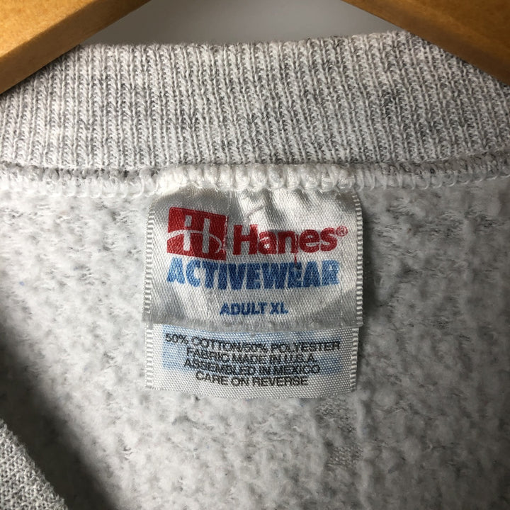 90'S Hanes ACTIVEWEAR Printed Sweatshirt Trainer Made in USA Men's XL Vintage cotton pale white type Vintage Second Hand