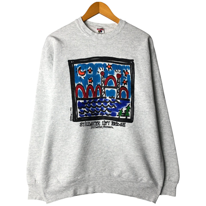 Vintage 90'S Fruit of the Loom Super Cotton Print Sweatshirt, Made in USA, Men's Size L cotton white type Vintage Second Hand