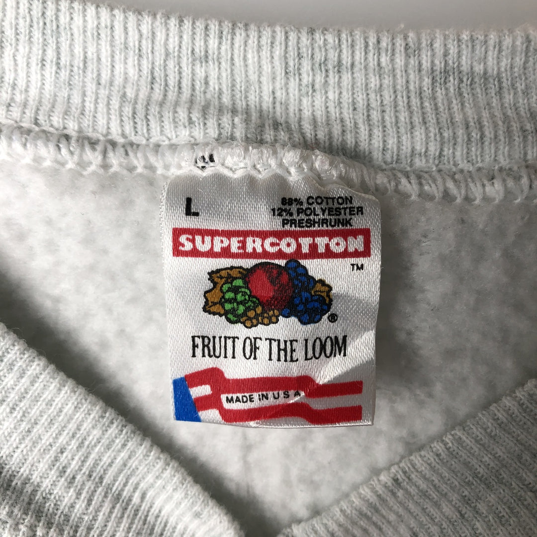 Vintage 90'S Fruit of the Loom Super Cotton Print Sweatshirt, Made in USA, Men's Size L cotton white type Vintage Second Hand