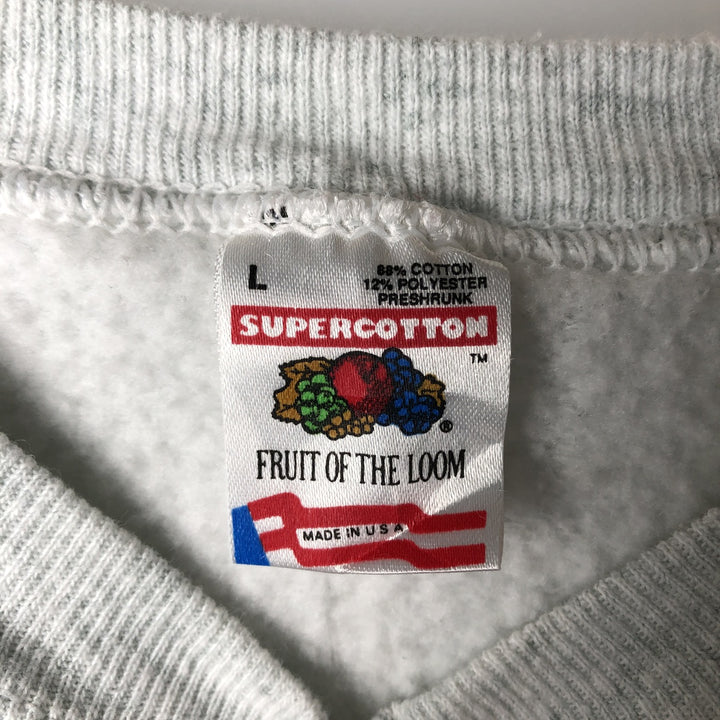 Vintage 90'S Fruit of the Loom Super Cotton Print Sweatshirt, Made in USA, Men's Size L cotton white type Vintage Second Hand