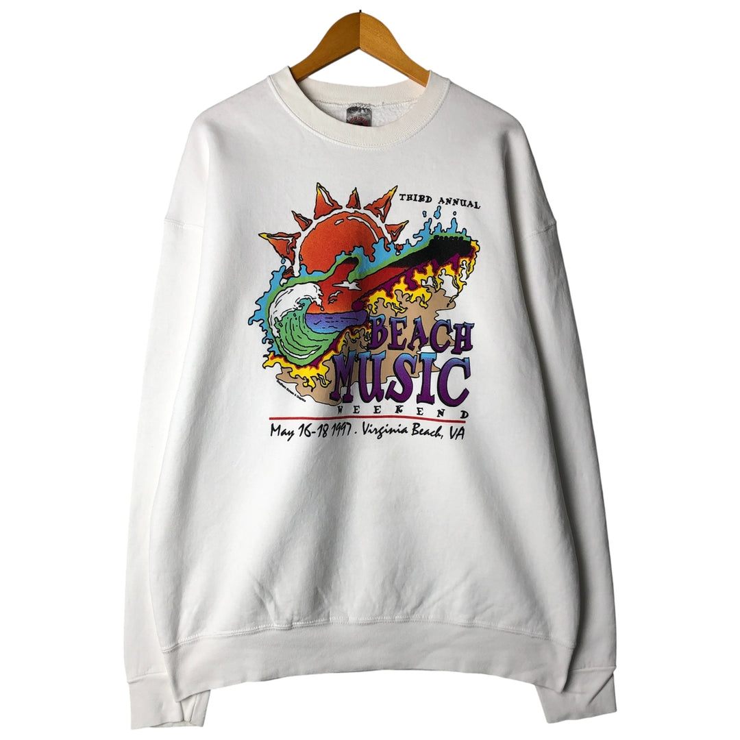 Fruit of the Loom Heavy Cotton Band Sweatshirt, Made in USA, Men's XXL cotton white type Vintage Second Hand