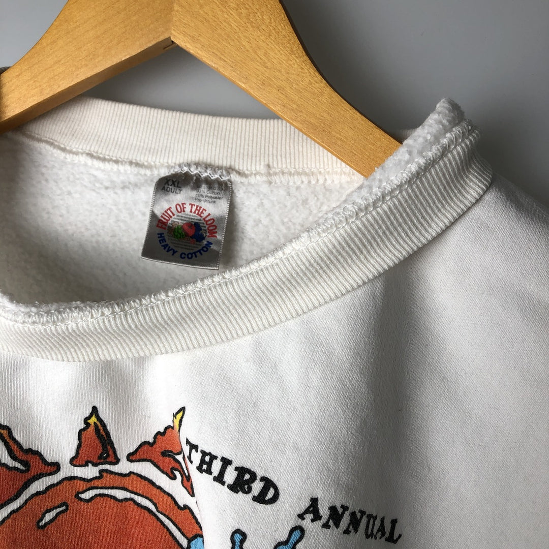 Fruit of the Loom Heavy Cotton Band Sweatshirt, Made in USA, Men's XXL cotton white type Vintage Second Hand