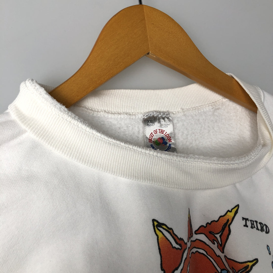 Fruit of the Loom Heavy Cotton Band Sweatshirt, Made in USA, Men's XXL cotton white type Vintage Second Hand