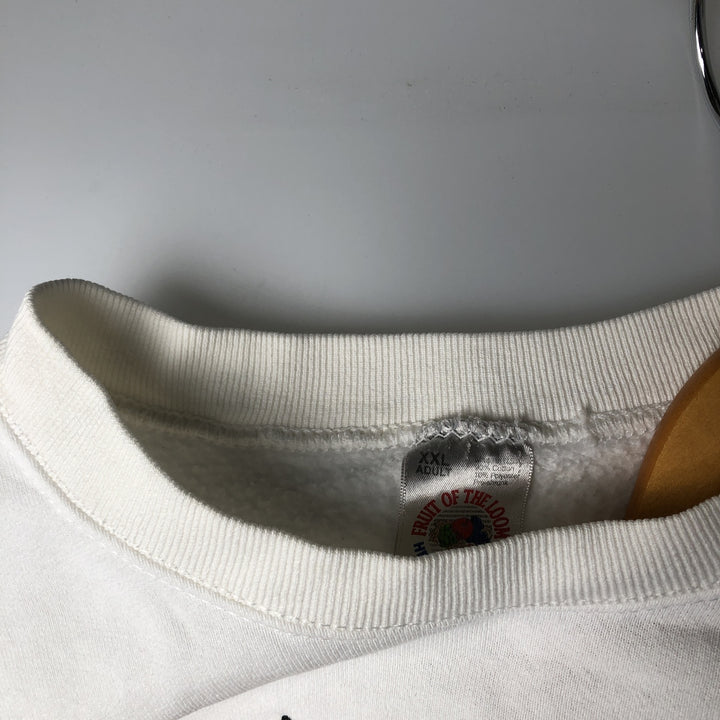 Fruit of the Loom Heavy Cotton Band Sweatshirt, Made in USA, Men's XXL cotton white type Vintage Second Hand