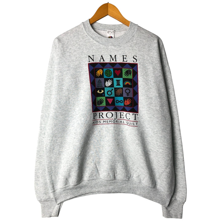 90'S Fruit of the Loom printed sweatshirt, sweatshirt, men's XL size, vintage cotton pale white type Vintage Second Hand