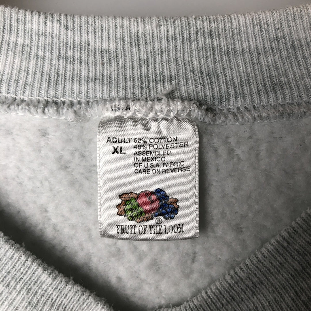 90'S Fruit of the Loom printed sweatshirt, sweatshirt, men's XL size, vintage cotton pale white type Vintage Second Hand