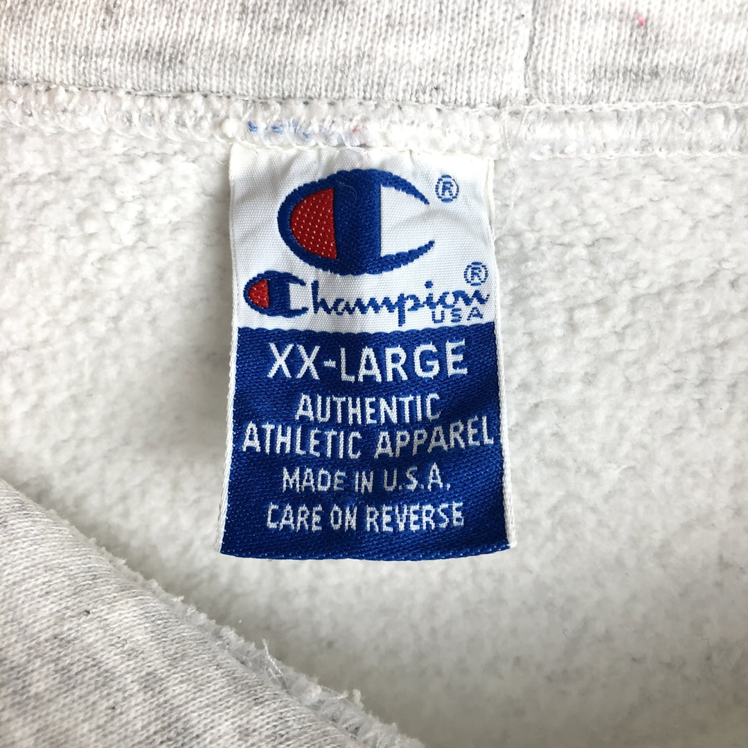 90'S Champion Authentic Athletic Apparel Triple Print College Pullover Hoodie, Made in USA cotton gray type Vintage Second Hand