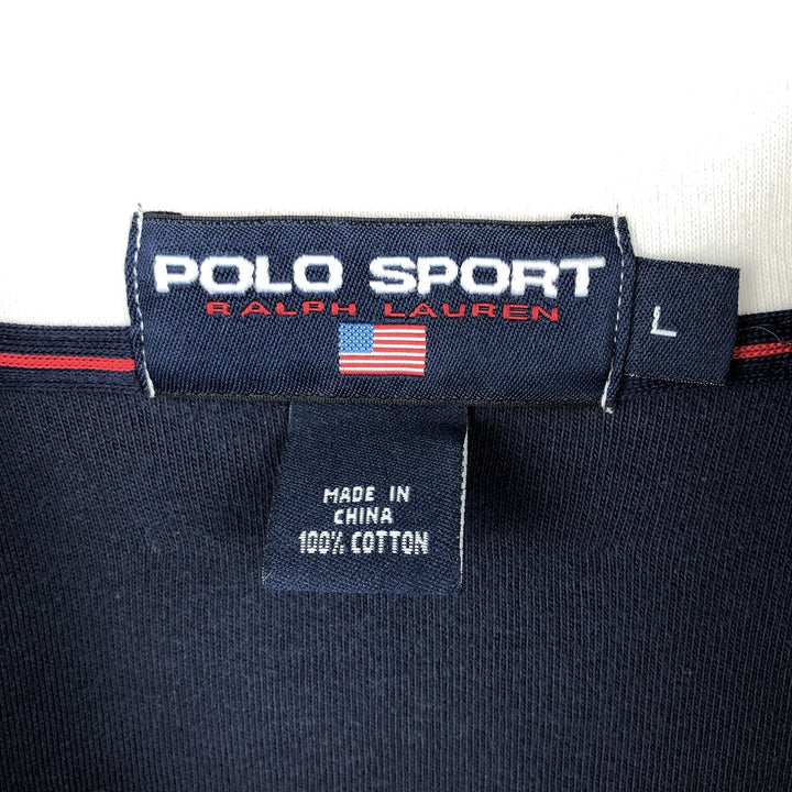 90'S Ralph Lauren Polo Sport Half-Zip Logo Sweatshirt, Men's Size L cotton navy blue type Vintage Second Hand