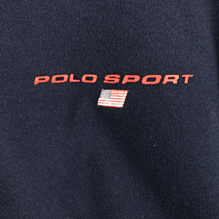 90'S Ralph Lauren Polo Sport Half-Zip Logo Sweatshirt, Men's Size L cotton navy blue type Vintage Second Hand