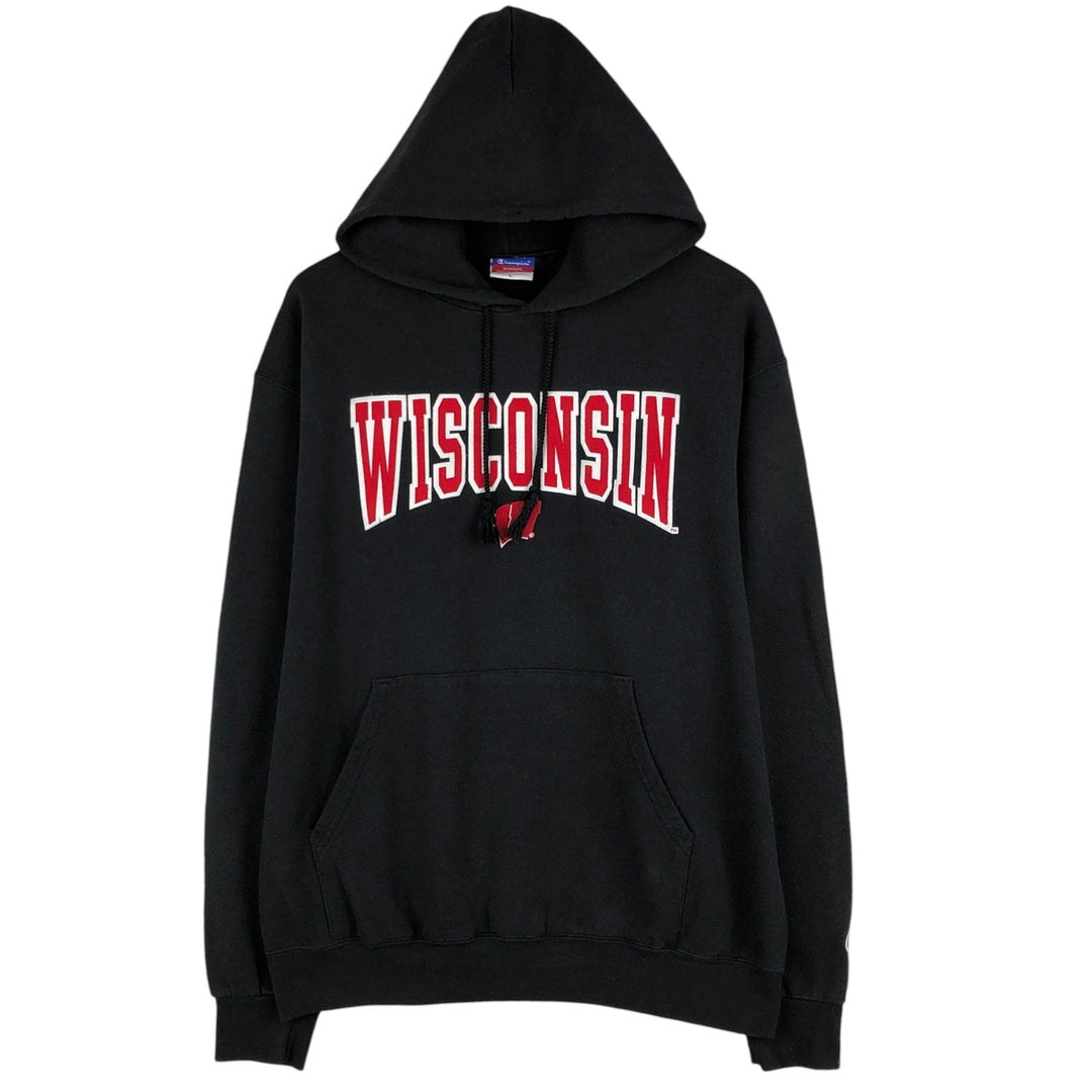 2000'S Champion University of Wisconsin College Pullover Hoodie, Men's Size L cotton navy blue type Vintage Second Hand
