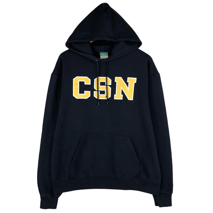 2000'S Champion ECO FLEECE College Sweatshirt Pullover Hoodie, Men's Size L cotton navy blue type Vintage Second Hand