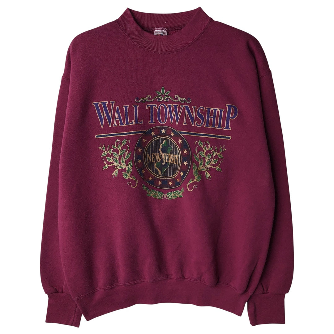 90'S Fruit of the Loom College Sweatshirt, Made in USA, Men's Size L, Vintage cotton Red type red-purple Vintage Second Hand