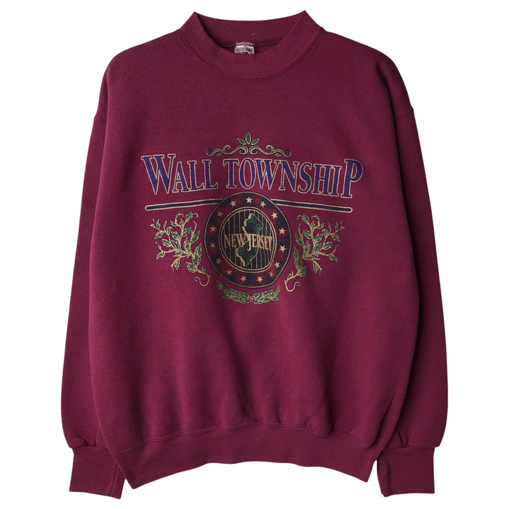 90'S Fruit of the Loom College Sweatshirt, Made in USA, Men's Size L, Vintage cotton Red type red-purple Vintage Second Hand