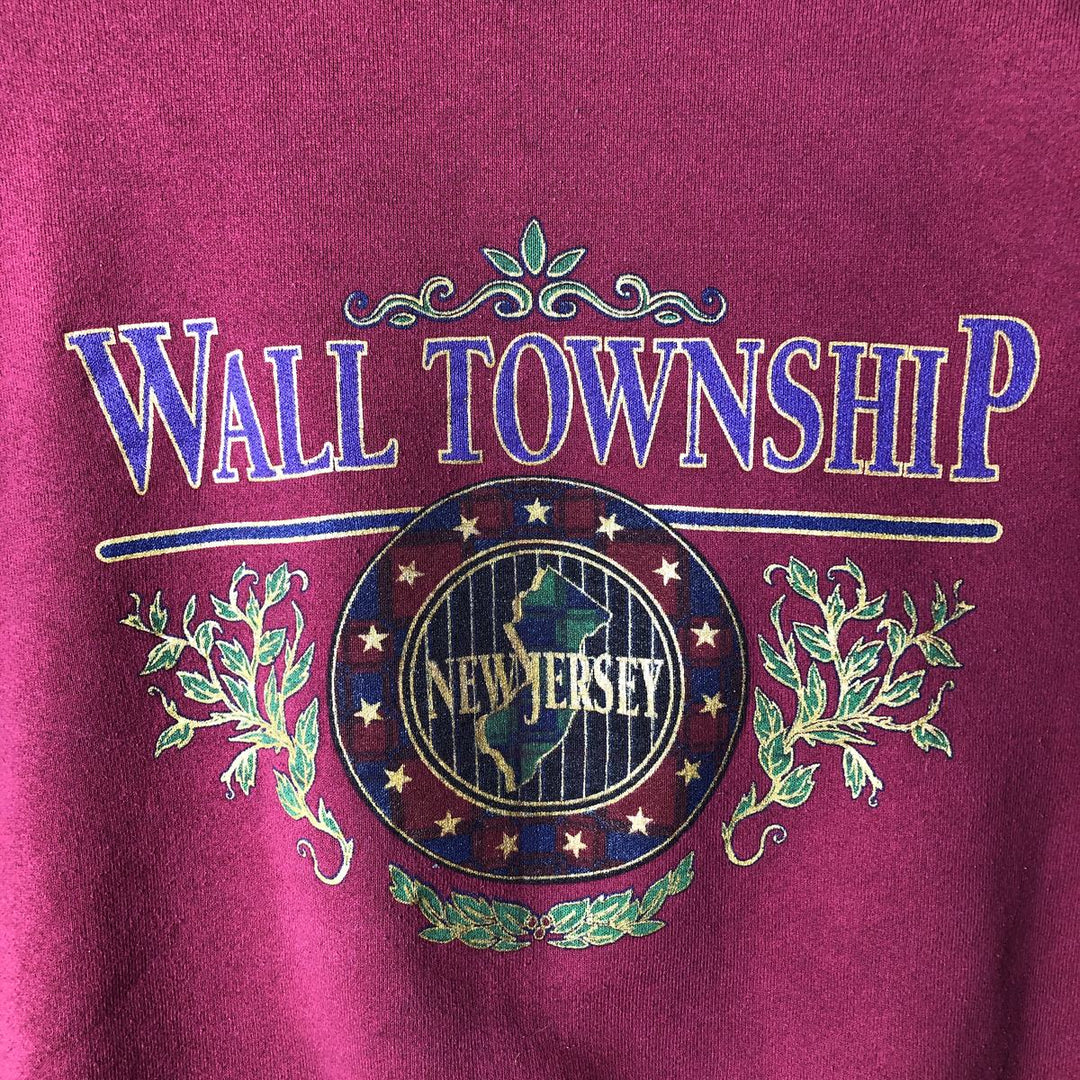 90'S Fruit of the Loom College Sweatshirt, Made in USA, Men's Size L, Vintage cotton Red type red-purple Vintage Second Hand