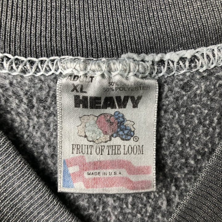 Vintage 90'S Fruit of the Loom Heavyweight College Sweatshirt, Made in USA, Men's Size XL cotton Charcoal Vintage Second Hand