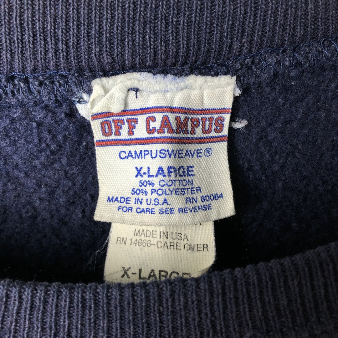 OFF CAMPUS College Sweatshirt, Made in USA, Men's Size XL cotton navy blue type Vintage Second Hand