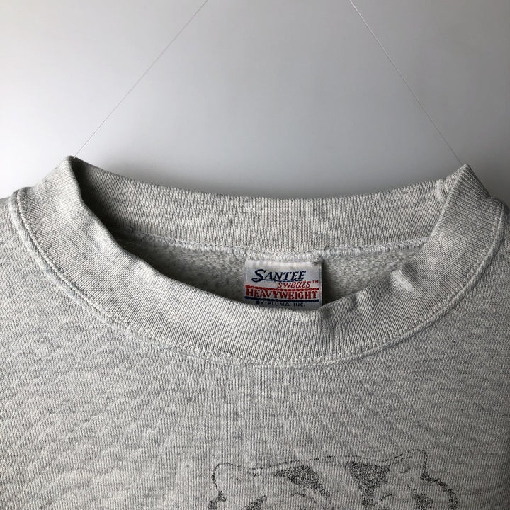 90'S SATEE Heavyweight University of Wisconsin College Character Sweatshirt, Made in USA, Men's Size L cotton white type Vintage Second Hand