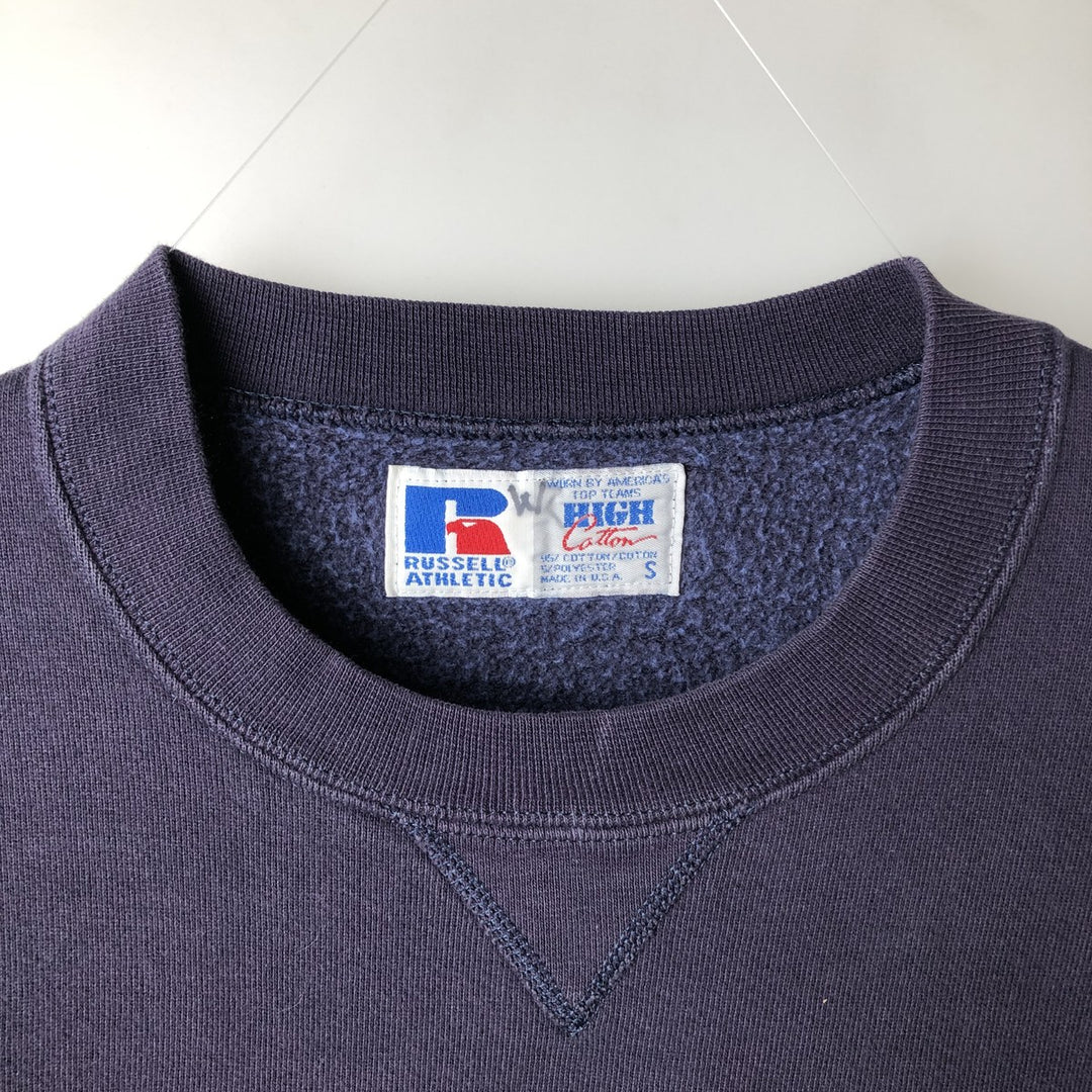 Vintage 90'S Russell ATHLETIC college sweatshirt, made in the USA, size small, men's cotton navy blue type Vintage Second Hand
