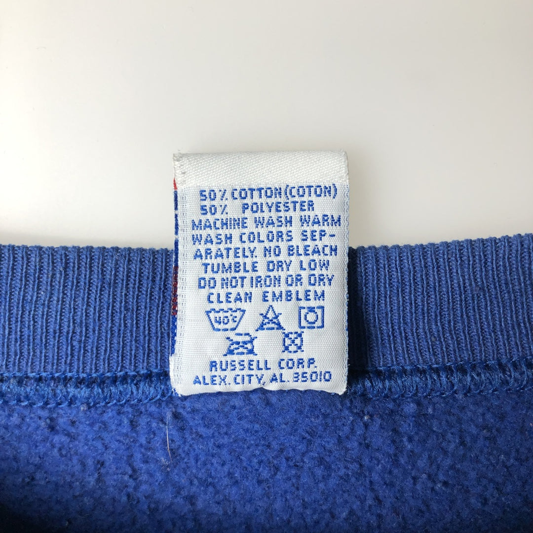 90'S Russell ATHLETIC College Sweatshirt, Made in USA, Men's Size L, Long Sleeve, Vintage cotton blue type Vintage Second Hand