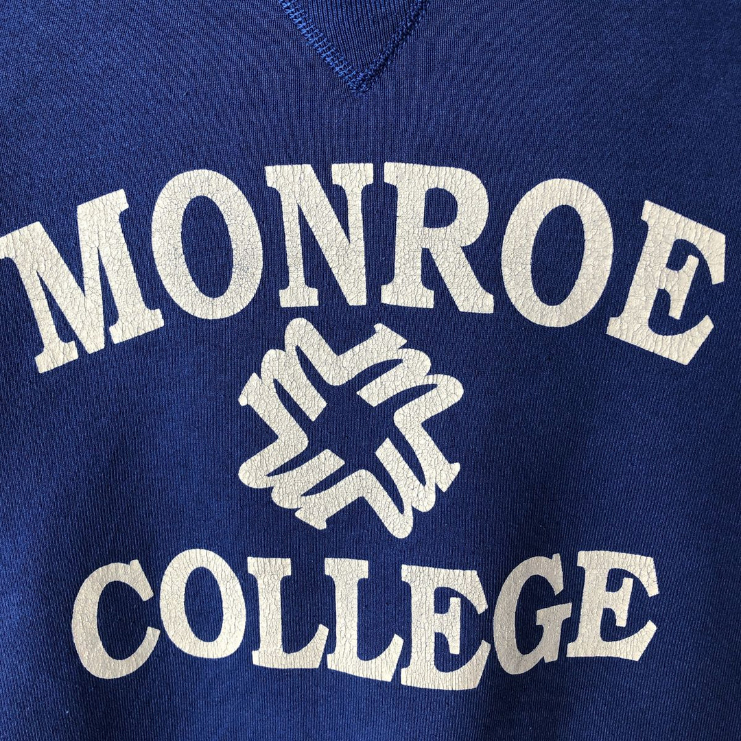 90'S Russell ATHLETIC College Sweatshirt, Made in USA, Men's Size L, Long Sleeve, Vintage cotton blue type Vintage Second Hand