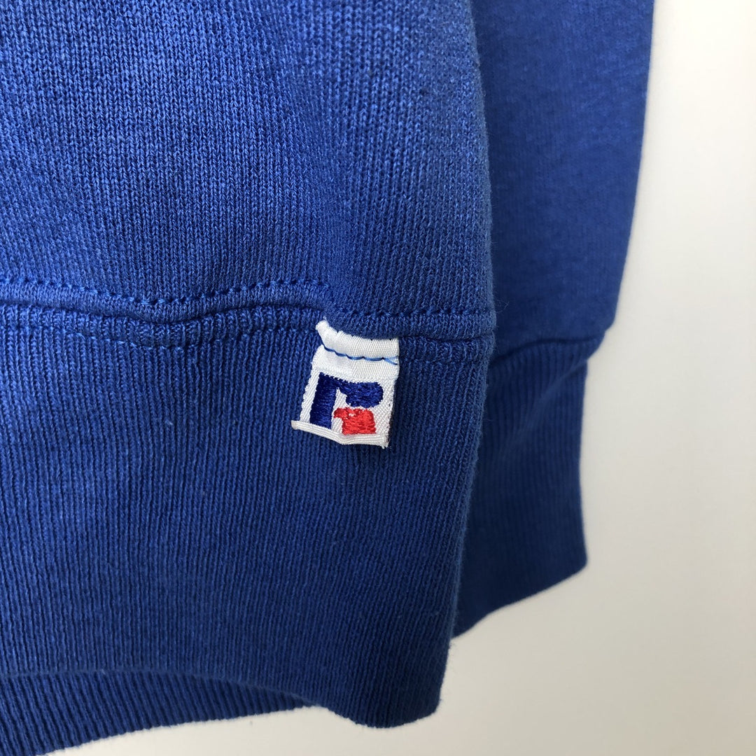90'S Russell ATHLETIC College Sweatshirt, Made in USA, Men's Size L, Long Sleeve, Vintage cotton blue type Vintage Second Hand