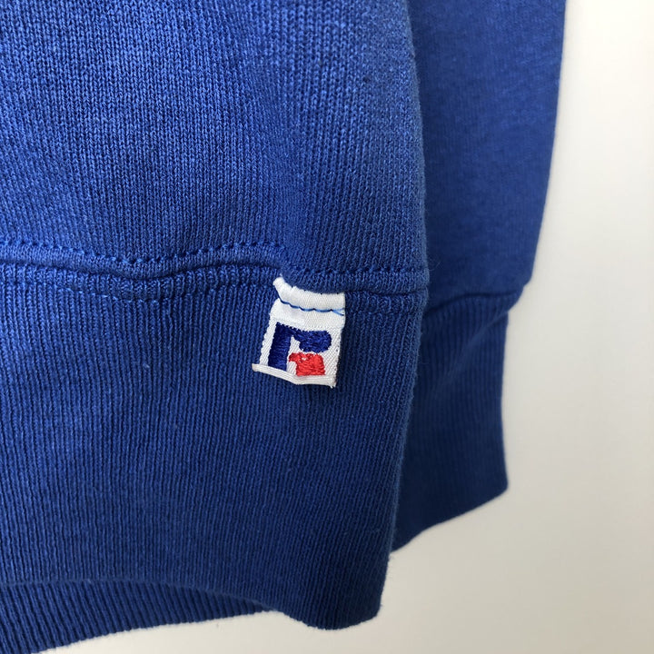 90'S Russell ATHLETIC College Sweatshirt, Made in USA, Men's Size L, Long Sleeve, Vintage cotton blue type Vintage Second Hand