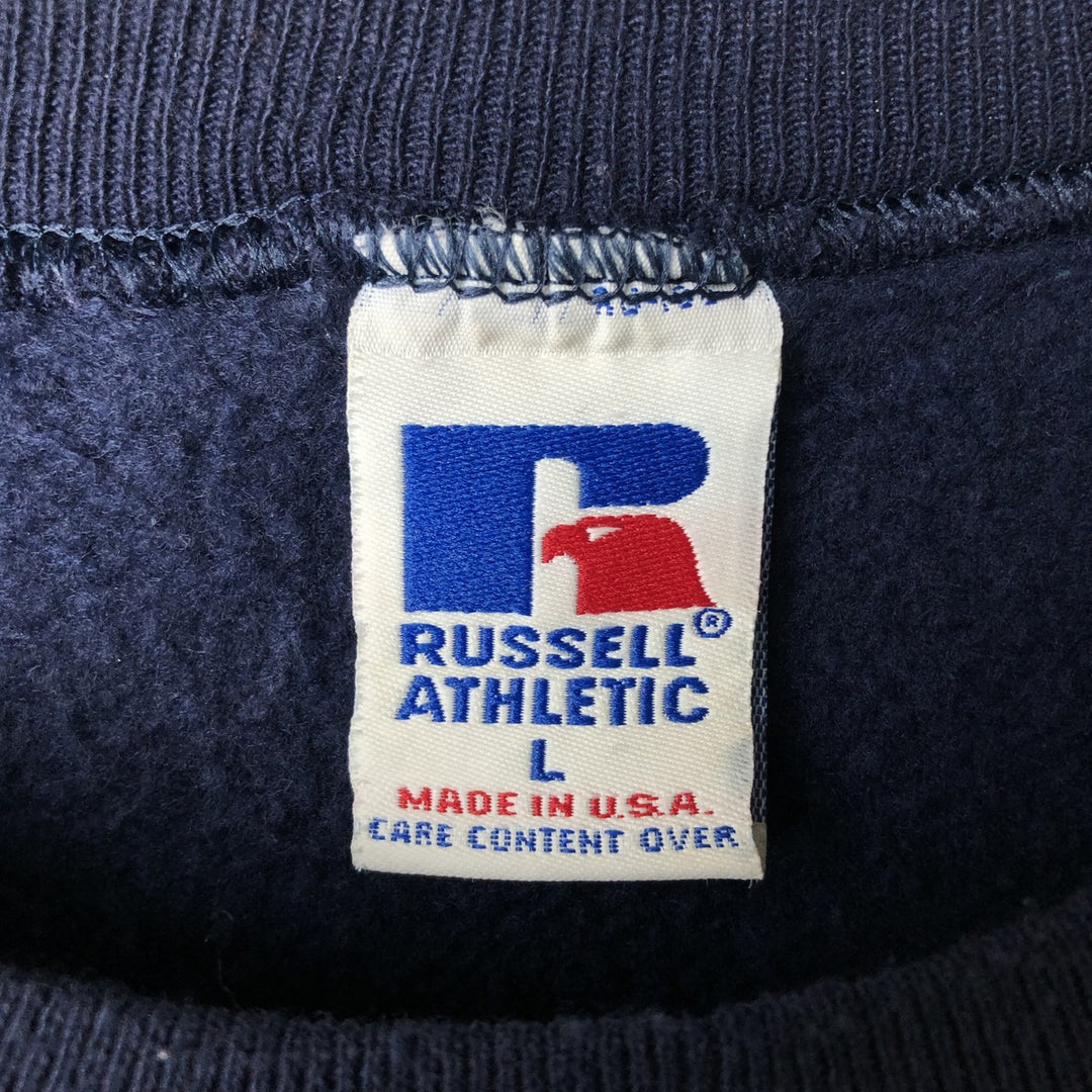 Vintage 90'S Russell ATHLETIC college sweatshirt, made in the USA, size L, men's cotton navy blue type Vintage Second Hand