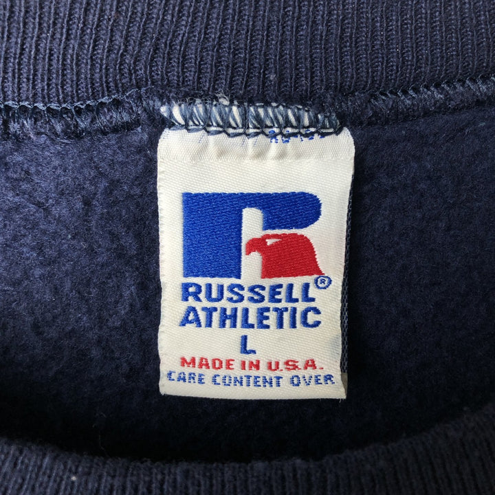 Vintage 90'S Russell ATHLETIC college sweatshirt, made in the USA, size L, men's cotton navy blue type Vintage Second Hand