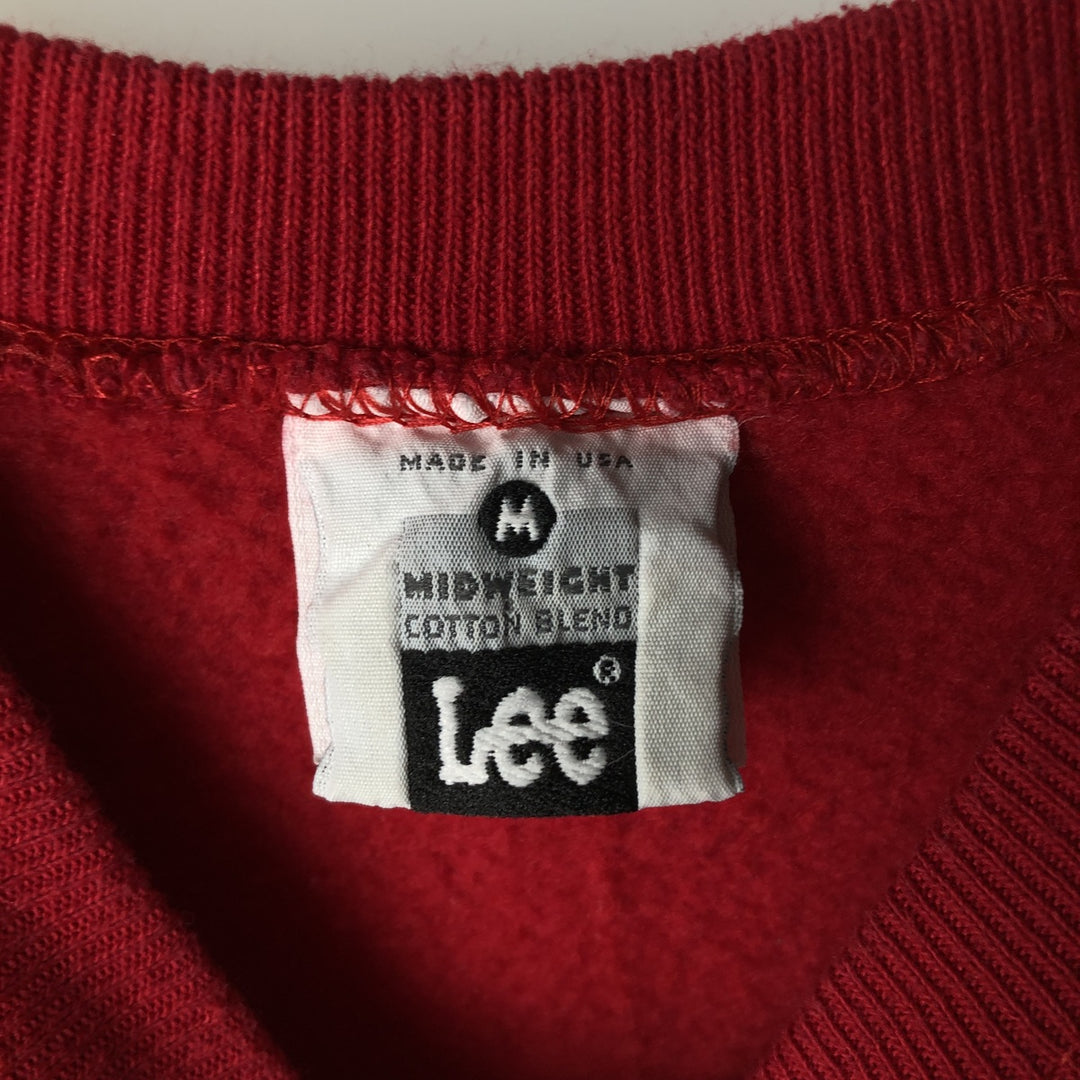 Vintage 90'S Lee Mid-Weight College Sweatshirt, Made in USA, Men's Size Medium cotton red type Vintage Second Hand