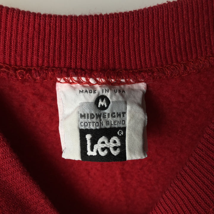 Vintage 90'S Lee Mid-Weight College Sweatshirt, Made in USA, Men's Size Medium cotton red type Vintage Second Hand