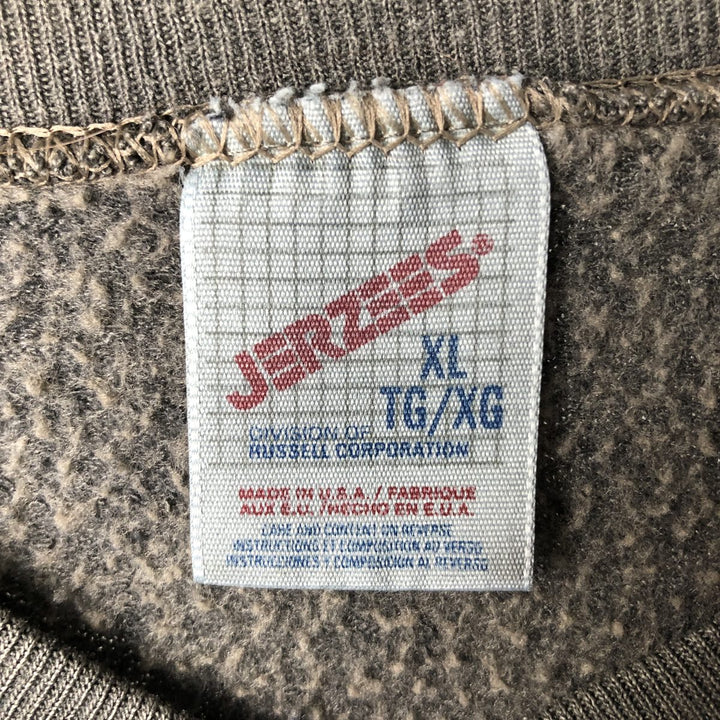 80s-90'S Jerzees College Sweatshirt, Made in USA, Men's XL, Vintage cotton Charcoal Vintage Second Hand