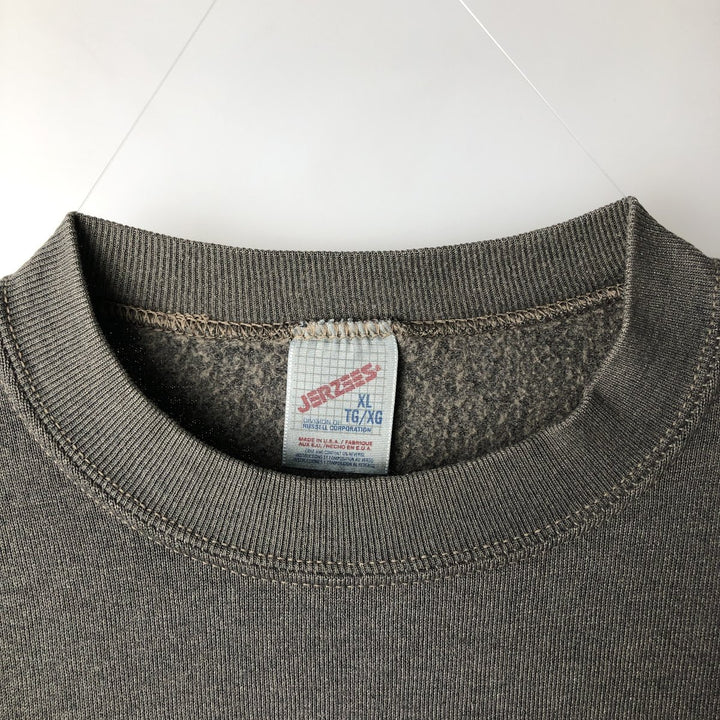 80s-90'S Jerzees College Sweatshirt, Made in USA, Men's XL, Vintage cotton Charcoal Vintage Second Hand