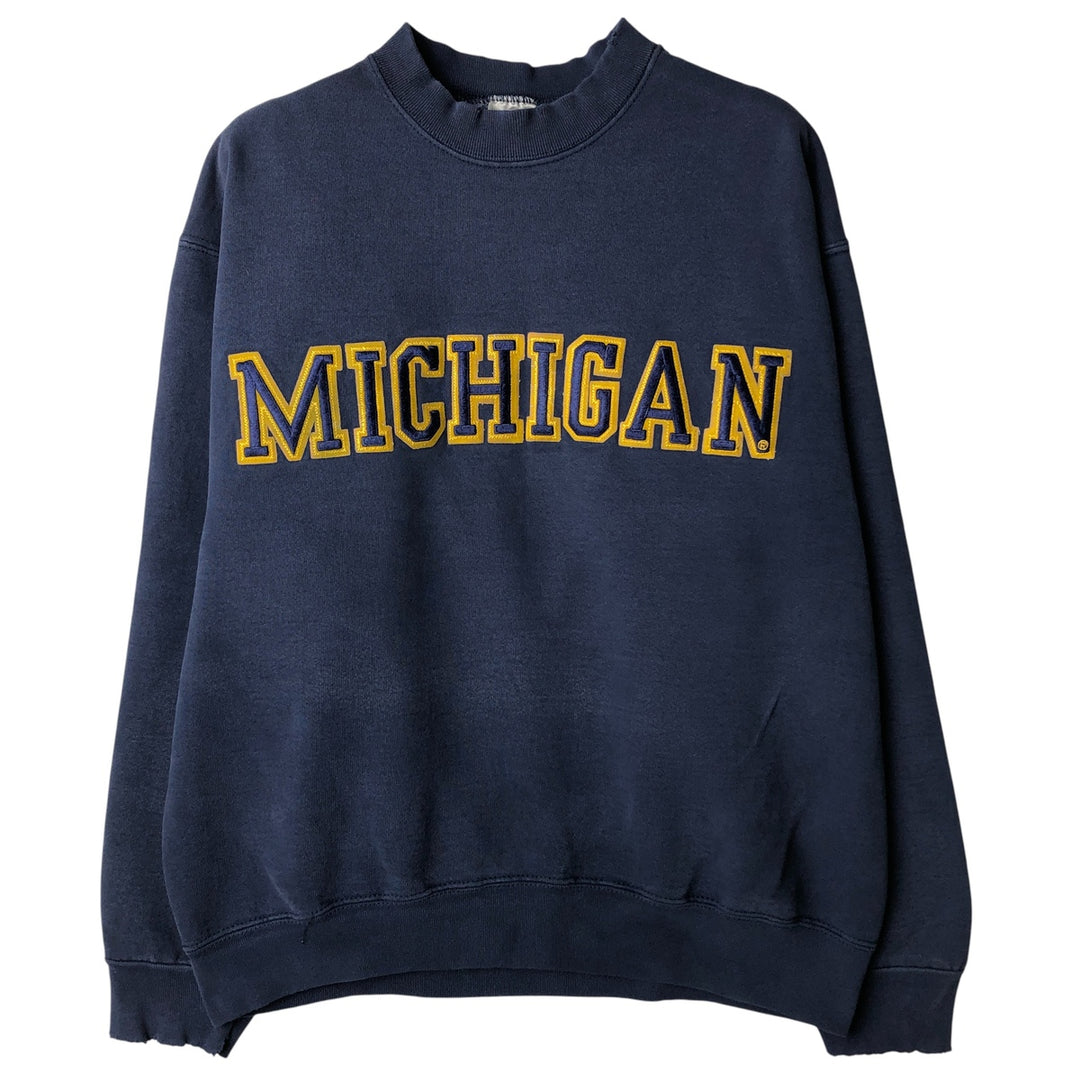 90'S Fruit of the Loom Super Cotton University of Michigan College Sweatshirt, Made in USA, Men's Size L cotton navy blue type Vintage Second Hand