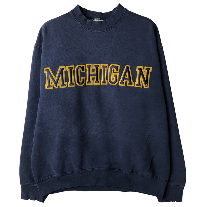 90'S Fruit of the Loom Super Cotton University of Michigan College Sweatshirt, Made in USA, Men's Size L cotton navy blue type Vintage Second Hand