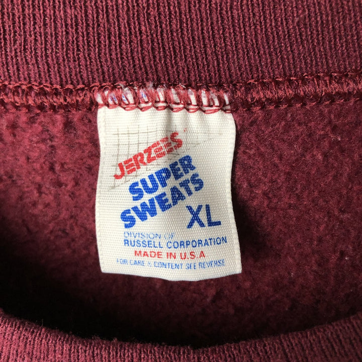 Vintage 80s-90'S Jerzees Super Sweats college sweatshirt, made in the USA, men's size XL cotton Red type red-purple Vintage Second Hand
