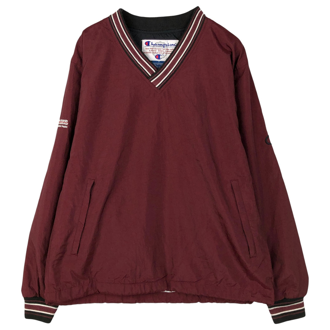 90s-00'S Champion V-neck nylon pullover, men's size S Nylon wine-red Vintage Second Hand