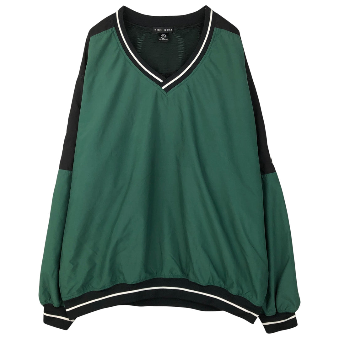 90s~00'S Nike Golf V-neck warm-up pullover, men's XL size polyester green type Vintage Second Hand