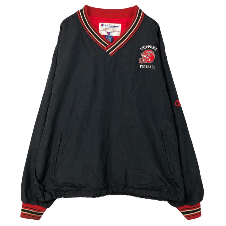 90s-00'S Champion V-neck nylon pullover, men's XL Nylon black type Vintage Second Hand